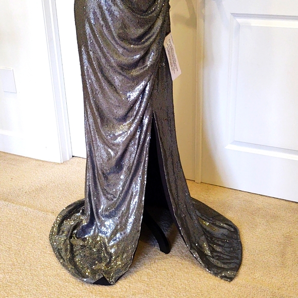 Dress the Population XL Long Silver Party Dress NWT $348 🎉 - Picture 5 of 12